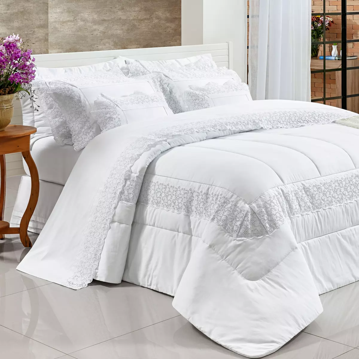 KIT EDREDOM KING VALERIE 03 PEÇAS  - PERCAL 300 FIOS ACETINADOS foto adicional 5