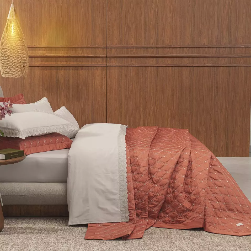 COBRE LEITO QUEEN MAGGIO 03 PEÇAS - BORDADO - 400 FIOS EGIPCIOS