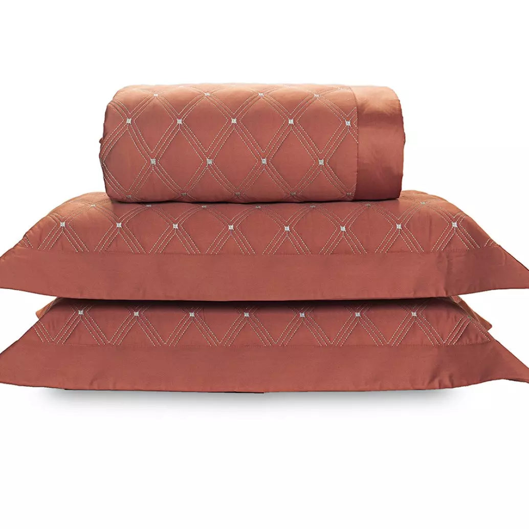 COBRE LEITO SUPER KING MAGGIO 03 PEÇAS - BORDADO - 400 FIOS EGIPCIOS foto adicional 2