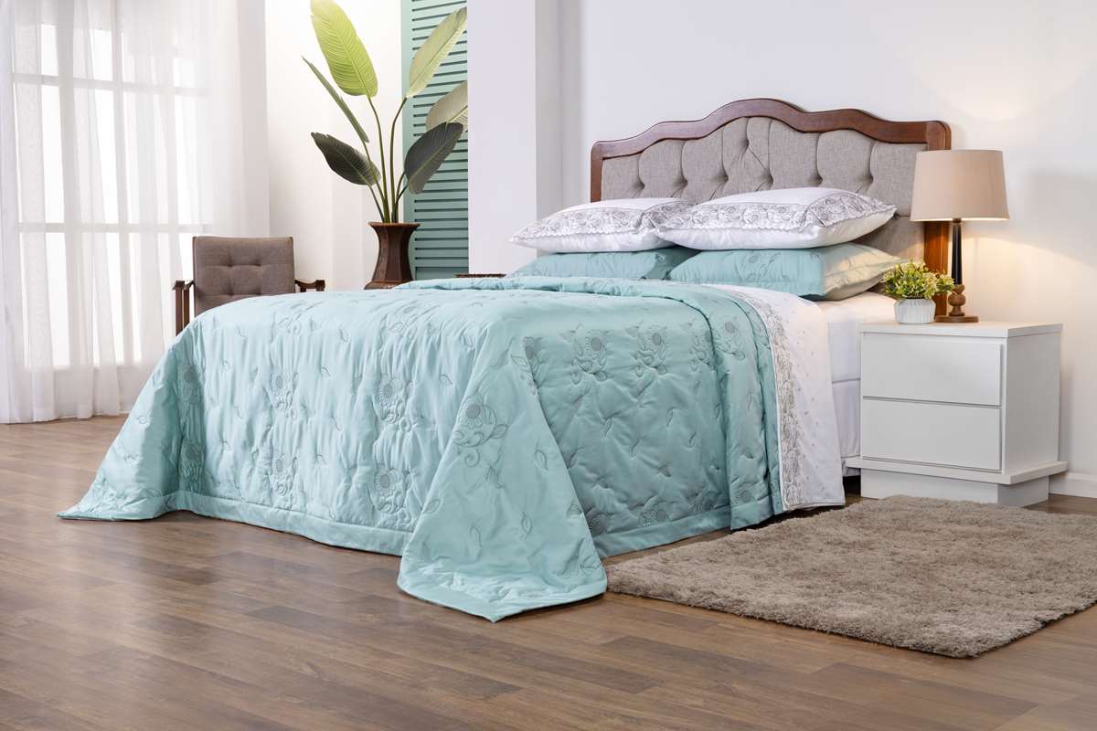 COBRE LEITO QUEEN REQUINTE BORDADO 3 PEÇAS - 400 FIOS - 100% ALGODÃO foto adicional 3