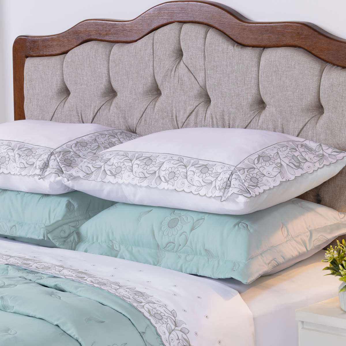 JOGO DE CAMA KING REQUINTE 4 PEÇAS - PERCAL 400 FIOS ACETINADOS foto adicional 1