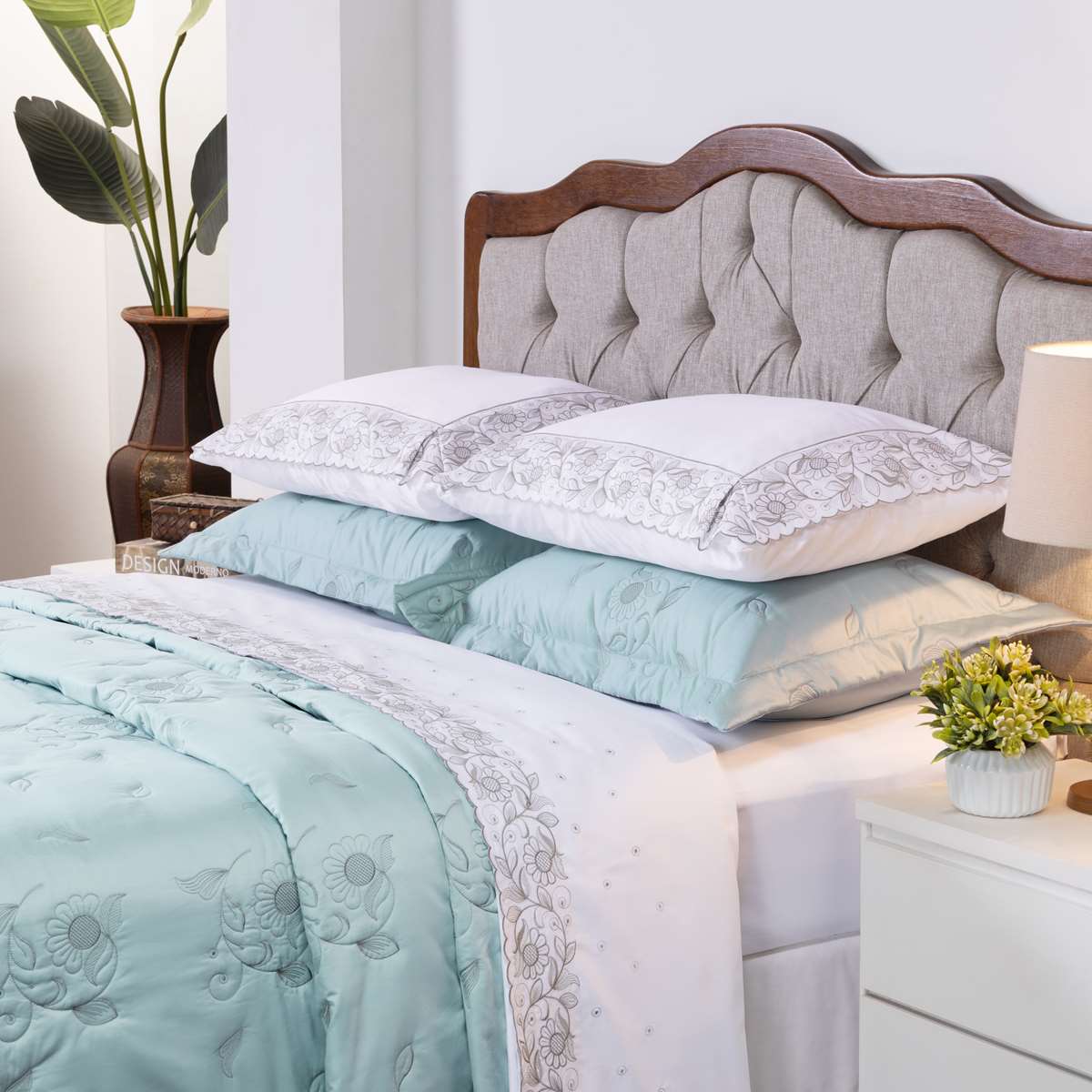 JOGO DE CAMA QUEEN REQUINTE 4 PECAS - PERCAL 400 FIOS ACETINADOS foto adicional 2