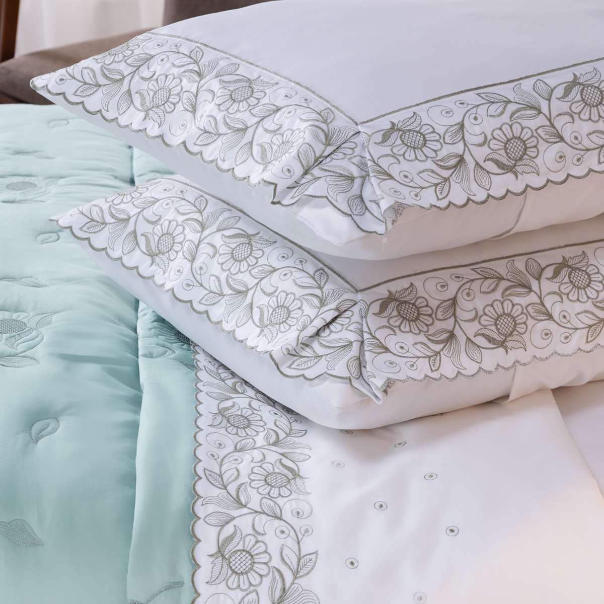 JOGO DE CAMA QUEEN REQUINTE 4 PECAS - PERCAL 400 FIOS ACETINADOS foto adicional 3