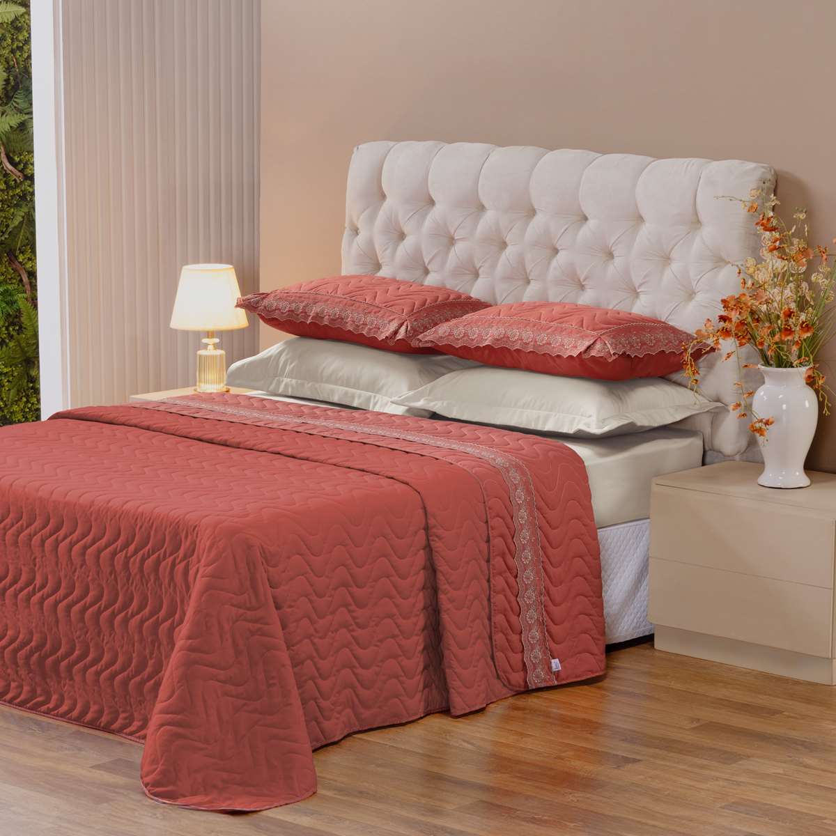 COBRE LEITO CASAL SUBLIME 3 PEÇAS - BORDADO- 200 FIOS