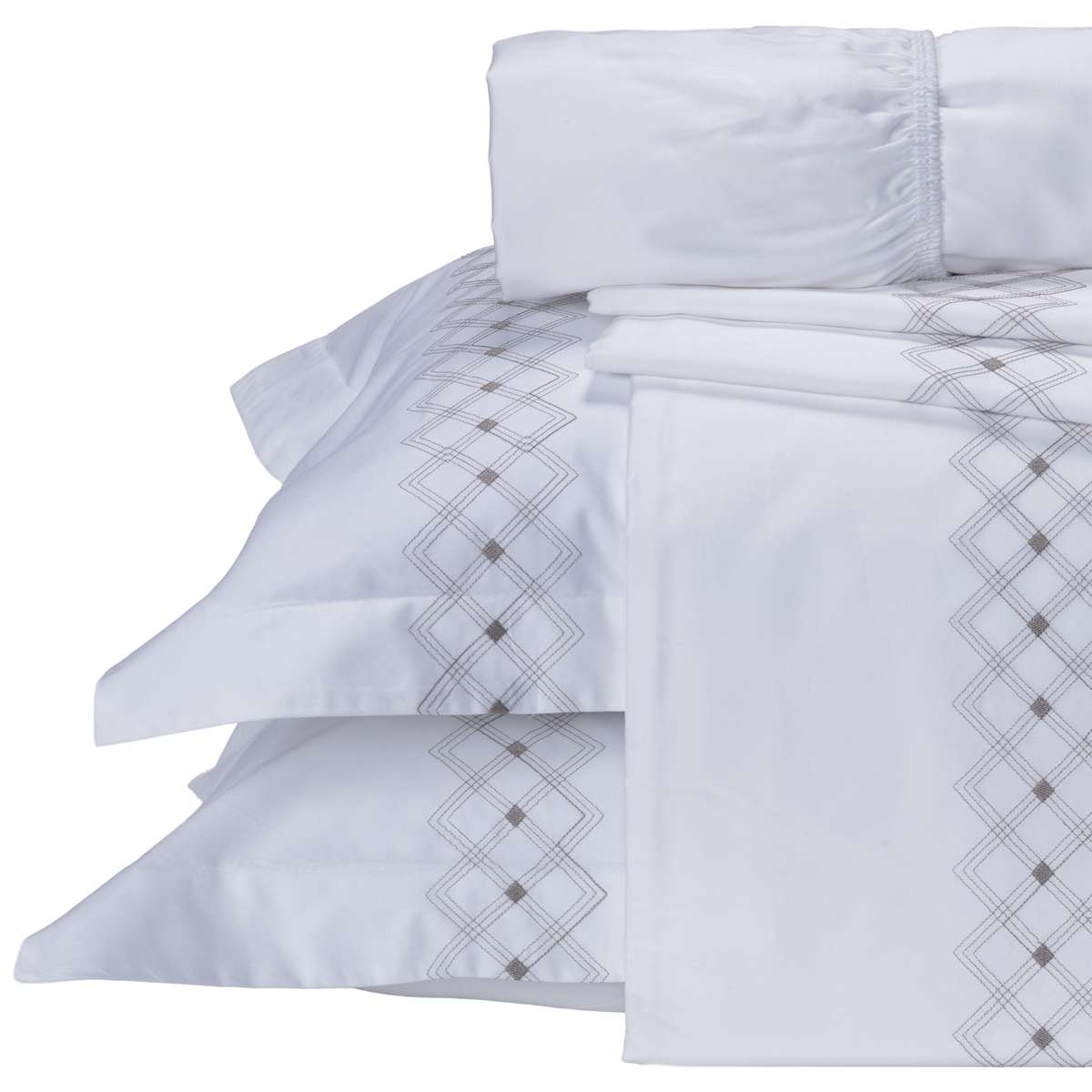 JOGO DE CAMA KING PONTUAL BORDADO 4 PEÇAS  230 FIOS PURO ALGODÃO foto adicional 3